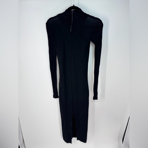 ALLSAINTS Quarter Zip Up Long Sleeve See Through Sleeve Ribbed Maxi Dress - Picture 2 of 4